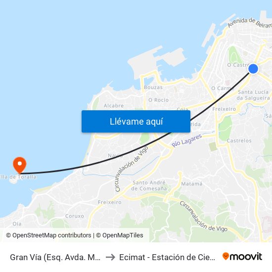 Gran Vía (Esq. Avda. Madrid) // María Branca to Ecimat - Estación de Ciencias Mariñas de Toralla map
