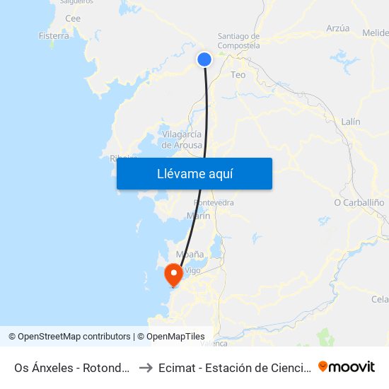 Os Ánxeles - Rotonda Gándara (Brión) to Ecimat - Estación de Ciencias Mariñas de Toralla map