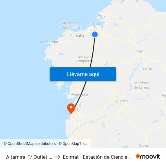 Altamira, F/ Outlet Eci (Cambre) to Ecimat - Estación de Ciencias Mariñas de Toralla map