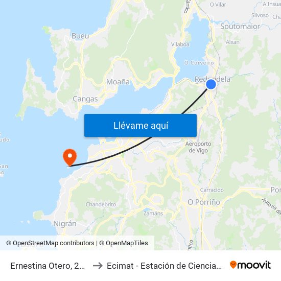 Ernestina Otero, 24 (Redondela) to Ecimat - Estación de Ciencias Mariñas de Toralla map