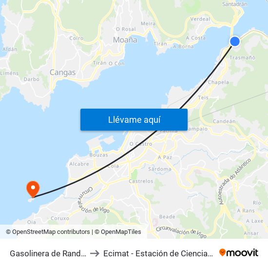 Gasolinera de Rande (Redondela) to Ecimat - Estación de Ciencias Mariñas de Toralla map