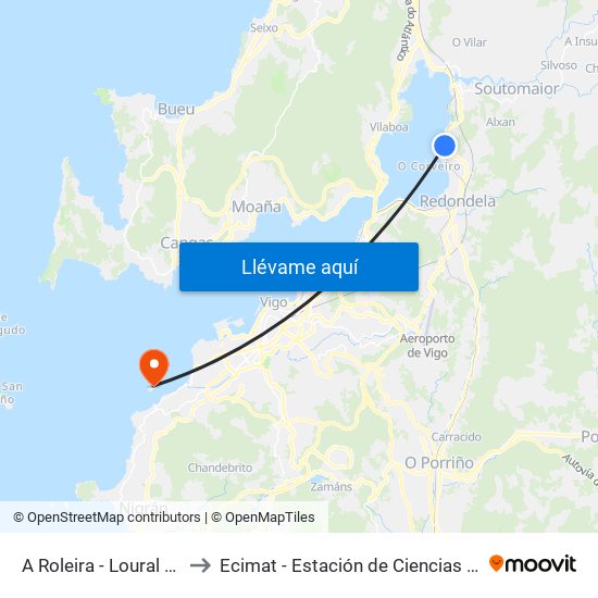 A Roleira - Loural (Redondela) to Ecimat - Estación de Ciencias Mariñas de Toralla map