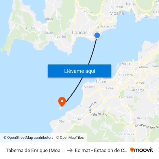 Taberna de Enrique (Moaña) - A de Avendaño (Moaña) to Ecimat - Estación de Ciencias Mariñas de Toralla map