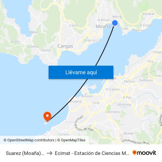 Suarez (Moaña) - O Sifón to Ecimat - Estación de Ciencias Mariñas de Toralla map