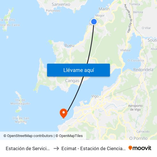 Estación de Servicio Seixo (Marín) to Ecimat - Estación de Ciencias Mariñas de Toralla map