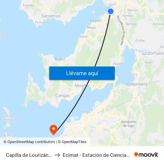 Capilla de Lourizán (Pontevedra) to Ecimat - Estación de Ciencias Mariñas de Toralla map