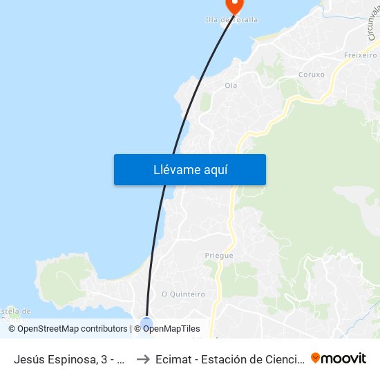 Jesús Espinosa, 3 - San Xoán (Nigrán) to Ecimat - Estación de Ciencias Mariñas de Toralla map