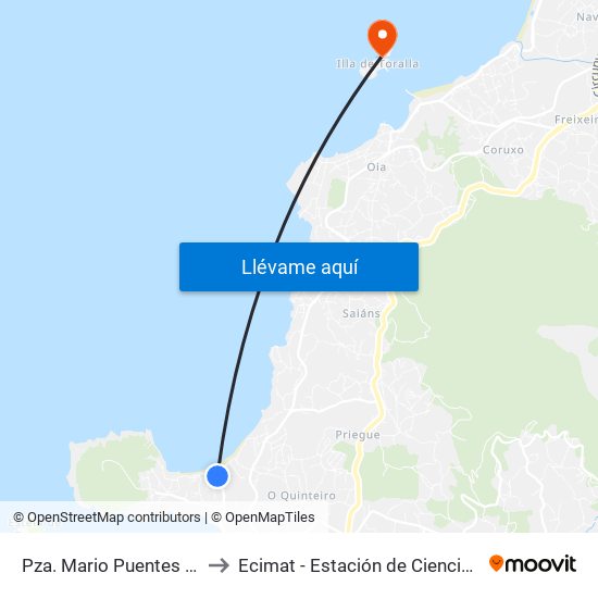 Pza. Mario Puentes - Patos (Nigrán) to Ecimat - Estación de Ciencias Mariñas de Toralla map