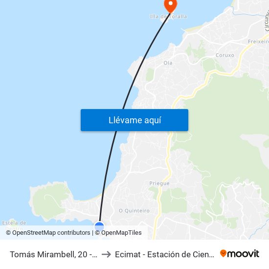 Tomás Mirambell, 20 - A Madorra (Nigrán) to Ecimat - Estación de Ciencias Mariñas de Toralla map