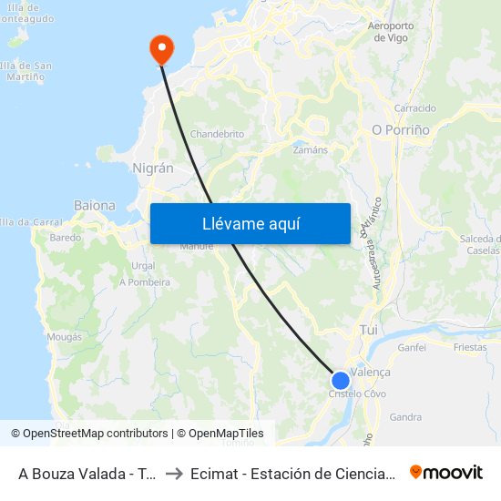 A Bouza Valada - Tanatorio (Tui) to Ecimat - Estación de Ciencias Mariñas de Toralla map