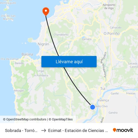 Sobrada - Torrón (Tomiño) to Ecimat - Estación de Ciencias Mariñas de Toralla map