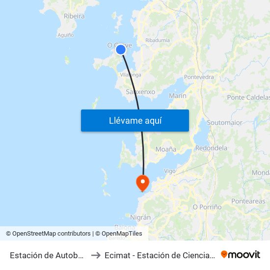 Estación de Autobuses (O Grove) to Ecimat - Estación de Ciencias Mariñas de Toralla map