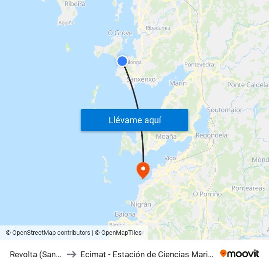 Revolta (Sanxenxo) to Ecimat - Estación de Ciencias Mariñas de Toralla map