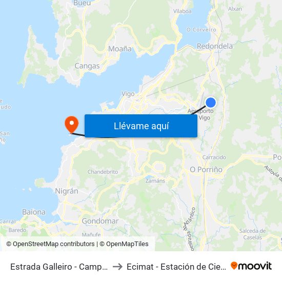 Estrada Galleiro - Campo de Fútbol (Redondela) to Ecimat - Estación de Ciencias Mariñas de Toralla map