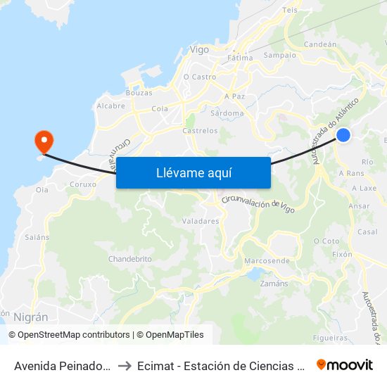 Avenida Peinador, 12 (Mos) to Ecimat - Estación de Ciencias Mariñas de Toralla map