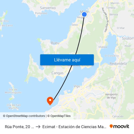 Rúa Ponte, 20 (Marin) to Ecimat - Estación de Ciencias Mariñas de Toralla map
