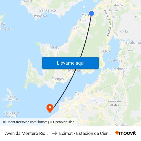 Avenida Montero Ríos, 129 (Pontevedra) to Ecimat - Estación de Ciencias Mariñas de Toralla map