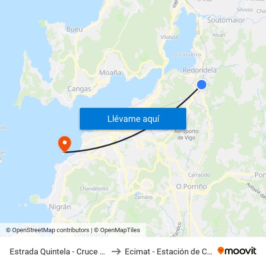 Estrada Quintela - Cruce Cño.Ponteareas (Redondela) to Ecimat - Estación de Ciencias Mariñas de Toralla map