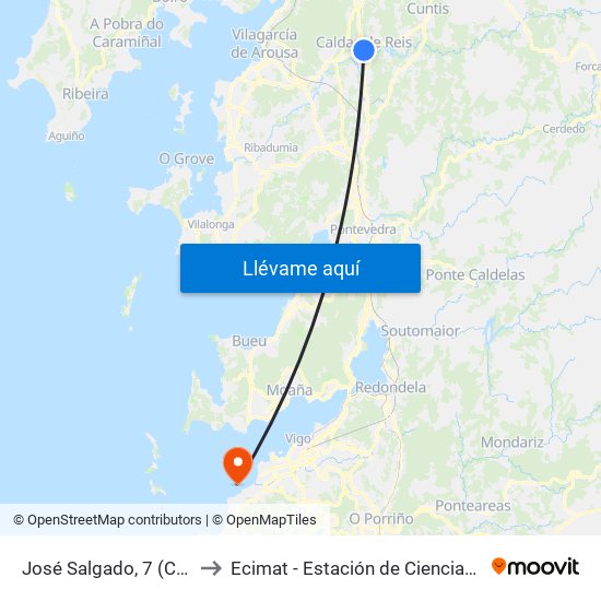 José Salgado, 7 (Caldas de Reis) to Ecimat - Estación de Ciencias Mariñas de Toralla map
