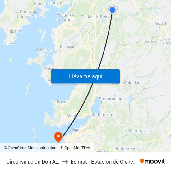 Circunvalación Don Aurelio, 52 (Cuntis) to Ecimat - Estación de Ciencias Mariñas de Toralla map