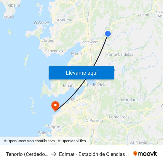 Tenorio (Cerdedo-Cotobade) to Ecimat - Estación de Ciencias Mariñas de Toralla map