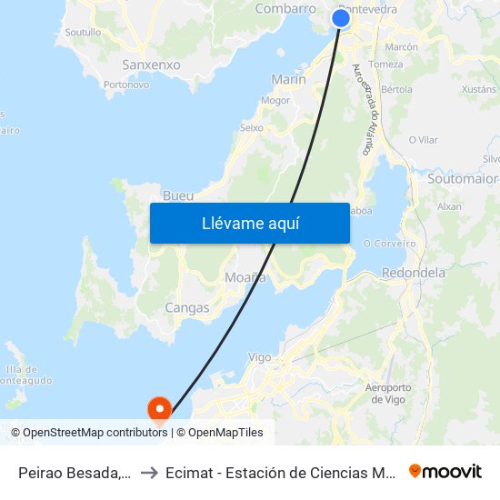 Peirao Besada, 9 (Poio) to Ecimat - Estación de Ciencias Mariñas de Toralla map