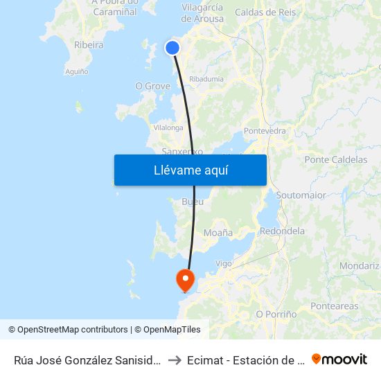 Rúa José González Sanisidro - Pabellón (Vilanova de Arousa) to Ecimat - Estación de Ciencias Mariñas de Toralla map