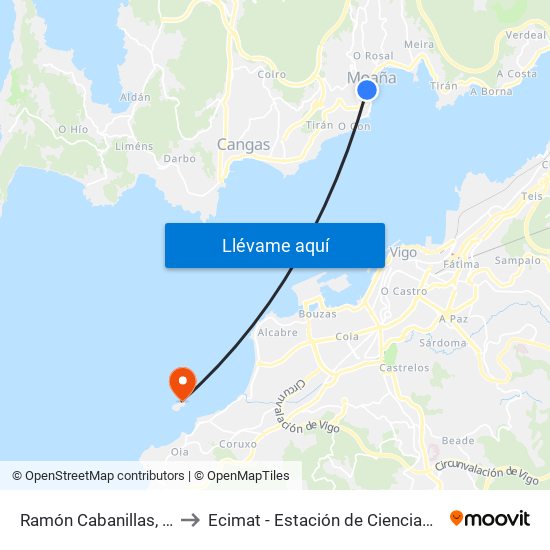 Ramón Cabanillas, 103 (Moaña) to Ecimat - Estación de Ciencias Mariñas de Toralla map