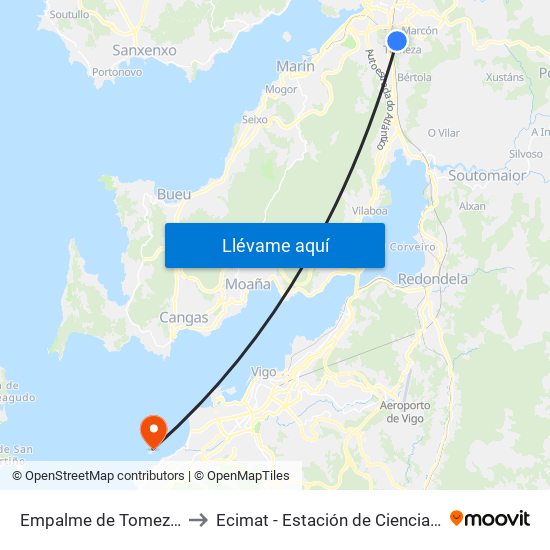 Empalme de Tomeza (Pontevedra) to Ecimat - Estación de Ciencias Mariñas de Toralla map