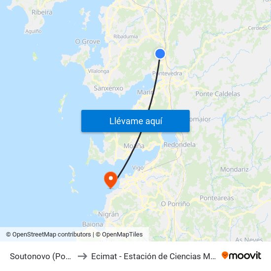Soutonovo (Pontevedra) to Ecimat - Estación de Ciencias Mariñas de Toralla map