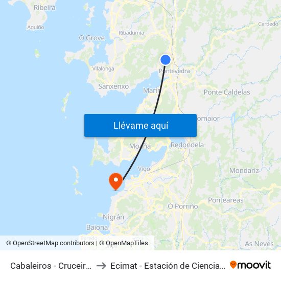 Cabaleiros - Cruceiro (Pontevedra) to Ecimat - Estación de Ciencias Mariñas de Toralla map