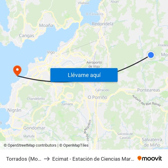 Torrados (Mondariz) to Ecimat - Estación de Ciencias Mariñas de Toralla map