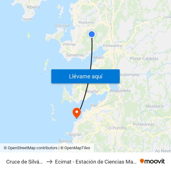 Cruce de Silván (Meis) to Ecimat - Estación de Ciencias Mariñas de Toralla map