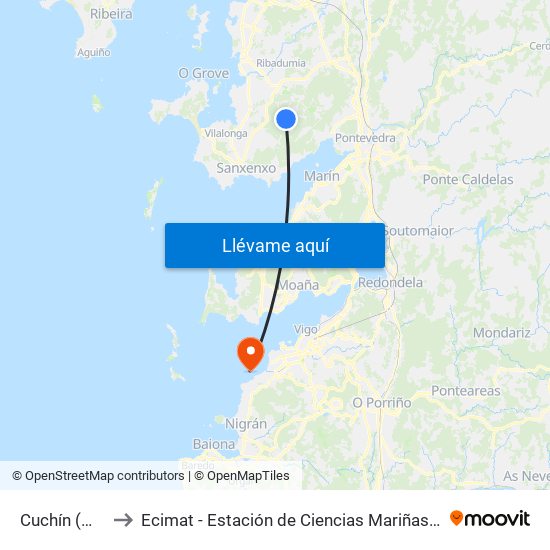 Cuchín (Meis) to Ecimat - Estación de Ciencias Mariñas de Toralla map