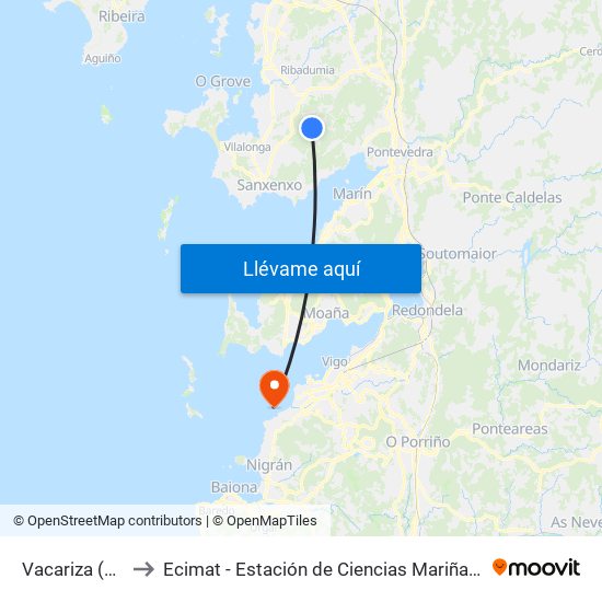 Vacariza (Meis) to Ecimat - Estación de Ciencias Mariñas de Toralla map