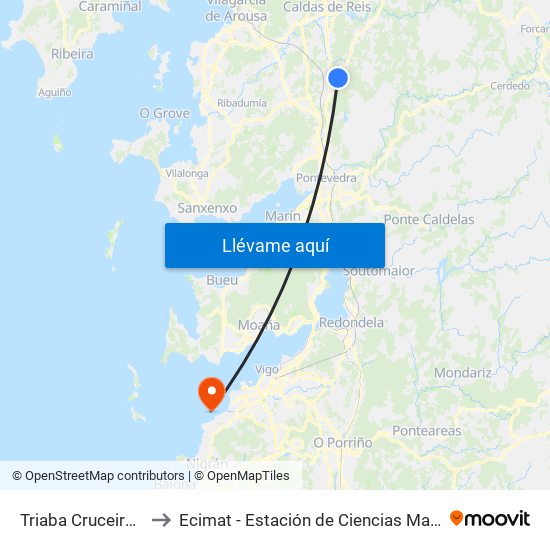 Triaba Cruceiro (Barro) to Ecimat - Estación de Ciencias Mariñas de Toralla map