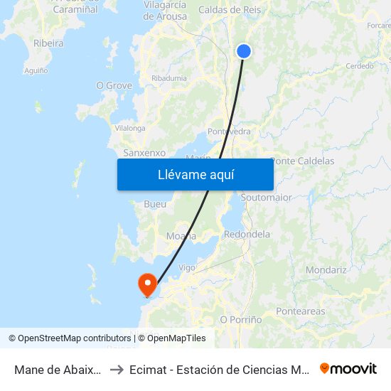 Mane de Abaixo (Barro) to Ecimat - Estación de Ciencias Mariñas de Toralla map