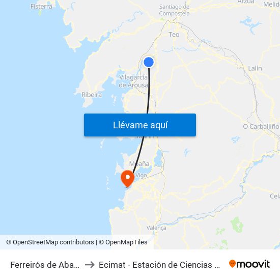 Ferreirós de Abaixo (Valga) to Ecimat - Estación de Ciencias Mariñas de Toralla map