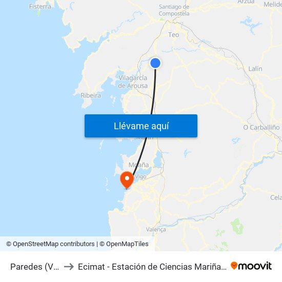 Paredes (Valga) to Ecimat - Estación de Ciencias Mariñas de Toralla map