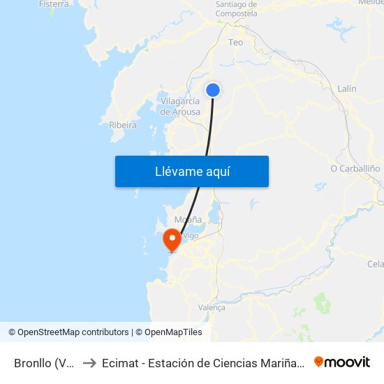 Bronllo (Valga) to Ecimat - Estación de Ciencias Mariñas de Toralla map