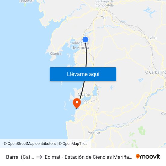 Barral (Catoira) to Ecimat - Estación de Ciencias Mariñas de Toralla map