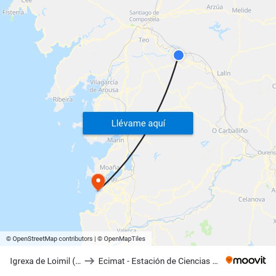 Igrexa de Loimil (A Estrada) to Ecimat - Estación de Ciencias Mariñas de Toralla map