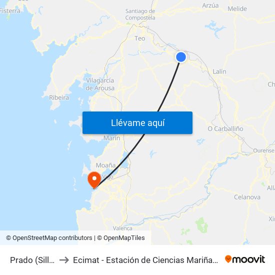 Prado (Silleda) to Ecimat - Estación de Ciencias Mariñas de Toralla map