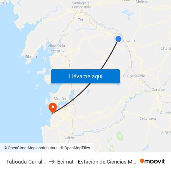 Taboada-Carral (Silleda) to Ecimat - Estación de Ciencias Mariñas de Toralla map