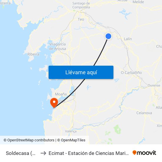 Soldecasa (Silleda) to Ecimat - Estación de Ciencias Mariñas de Toralla map