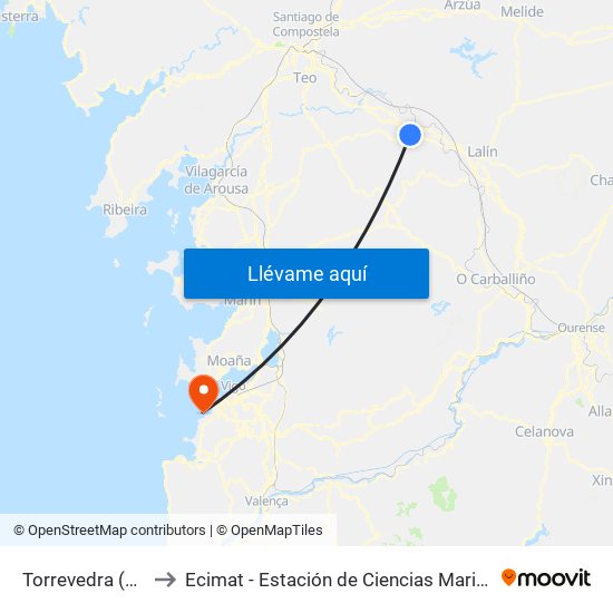 Torrevedra (Silleda) to Ecimat - Estación de Ciencias Mariñas de Toralla map