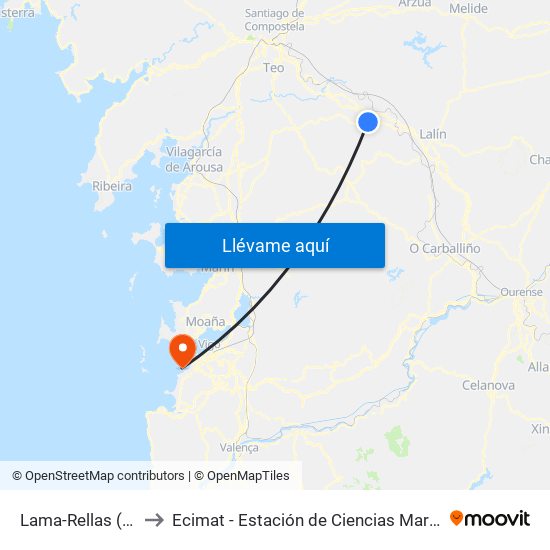 Lama-Rellas (Silleda) to Ecimat - Estación de Ciencias Mariñas de Toralla map