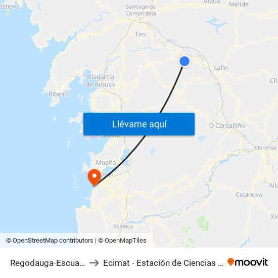 Regodauga-Escuadro (Silleda) to Ecimat - Estación de Ciencias Mariñas de Toralla map