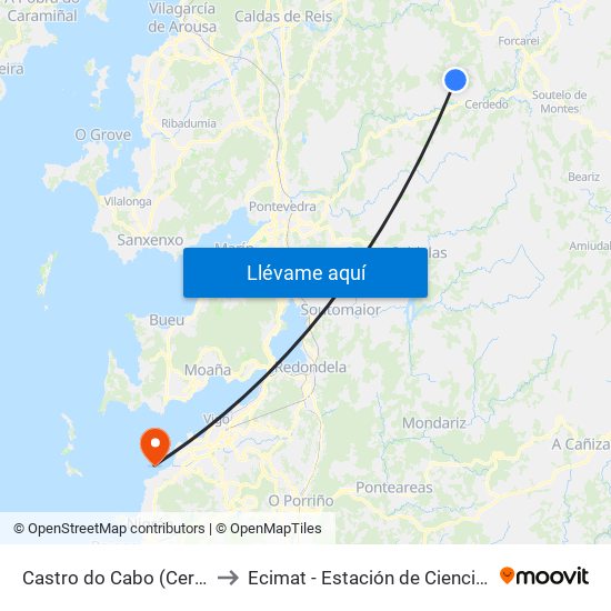 Castro do Cabo (Cerdedo-Cotobade) to Ecimat - Estación de Ciencias Mariñas de Toralla map