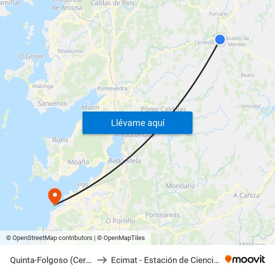 Quinta-Folgoso (Cerdedo-Cotobade) to Ecimat - Estación de Ciencias Mariñas de Toralla map